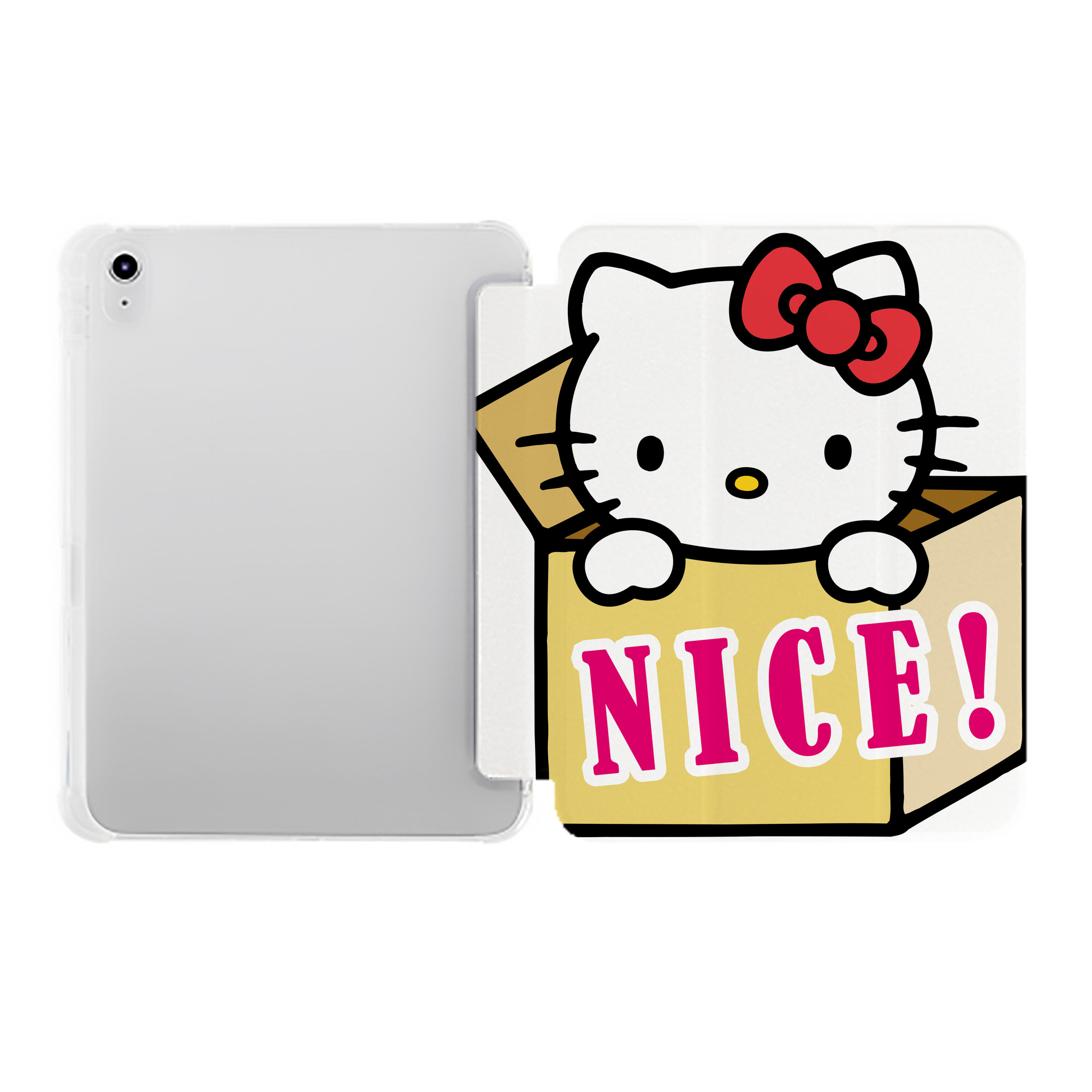 （画像用） Hello Kitty ハローキティ IPad ケース ペン収納付き 三つ折りスタンド PUレザー×シリコン 対応機種9.5/10.5/10.9インチ